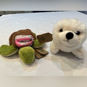 Green and Brown Sea Turtle Plush Toy with Smile